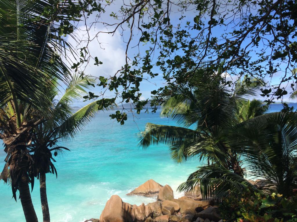 La Digue, Ausblick Apartment Patatran