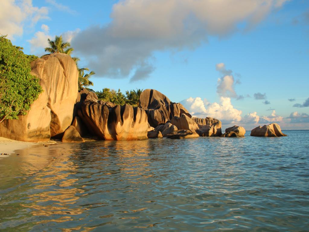 Sonnenuntergang  am Anse Source D’Argent, La Digue