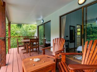 Chalet with pool view